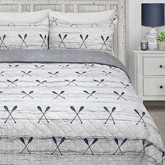 New Canoe Paddles 3-Piece Bedding 100% Polyester Quilt Set - KING Size - Picture 2 of 4